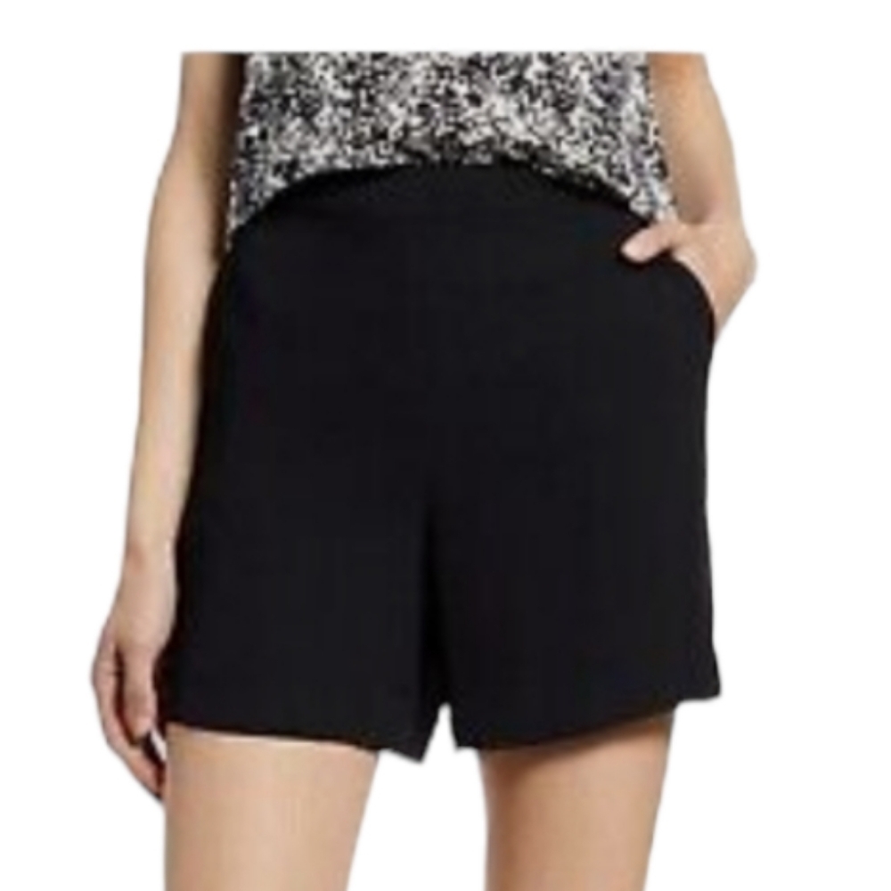 Halogen Black Side Pockets Elastic High Rise Waist Soft Pull On Shorts‎ Womens